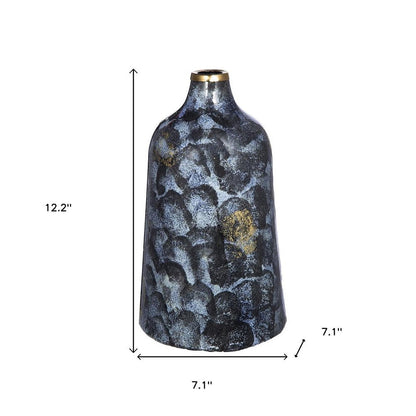 12" Blue And Gold Abstract Bud Glass Table Vase HomeRoots