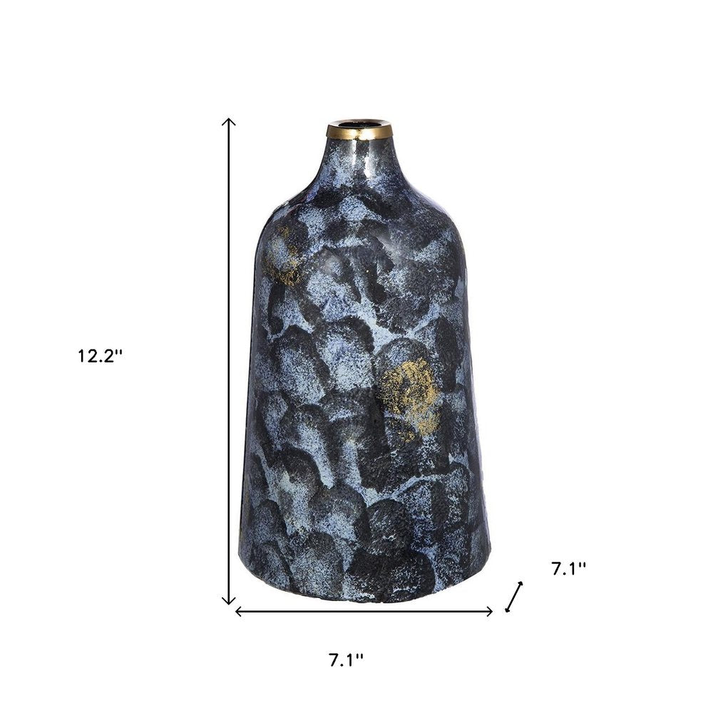 12" Blue And Gold Abstract Bud Glass Table Vase HomeRoots