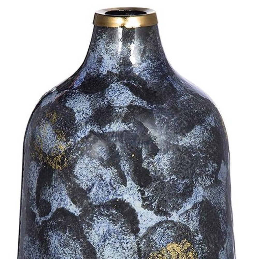12" Blue And Gold Abstract Bud Glass Table Vase HomeRoots