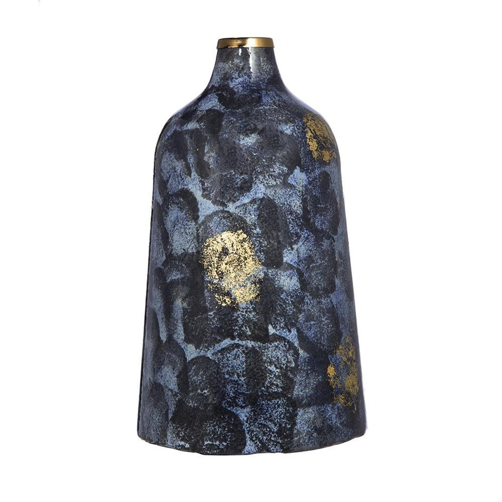 12" Blue And Gold Abstract Bud Glass Table Vase HomeRoots