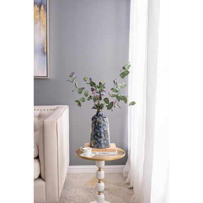 12" Blue And Gold Abstract Bud Glass Table Vase HomeRoots
