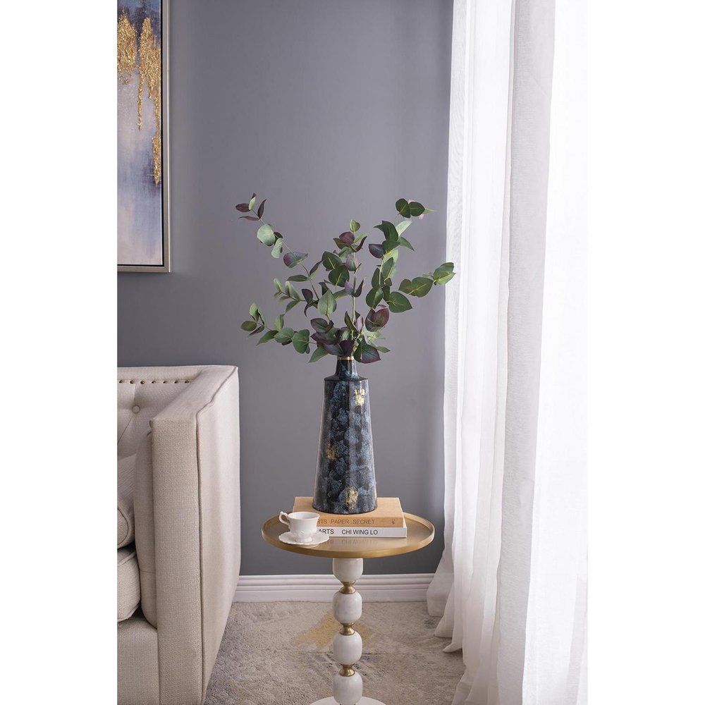 14" Blue And Gold Abstract Bud Glass Table Vase HomeRoots