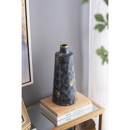 14" Blue And Gold Abstract Bud Glass Table Vase HomeRoots
