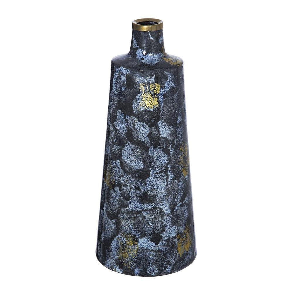 14" Blue And Gold Abstract Bud Glass Table Vase — view 1