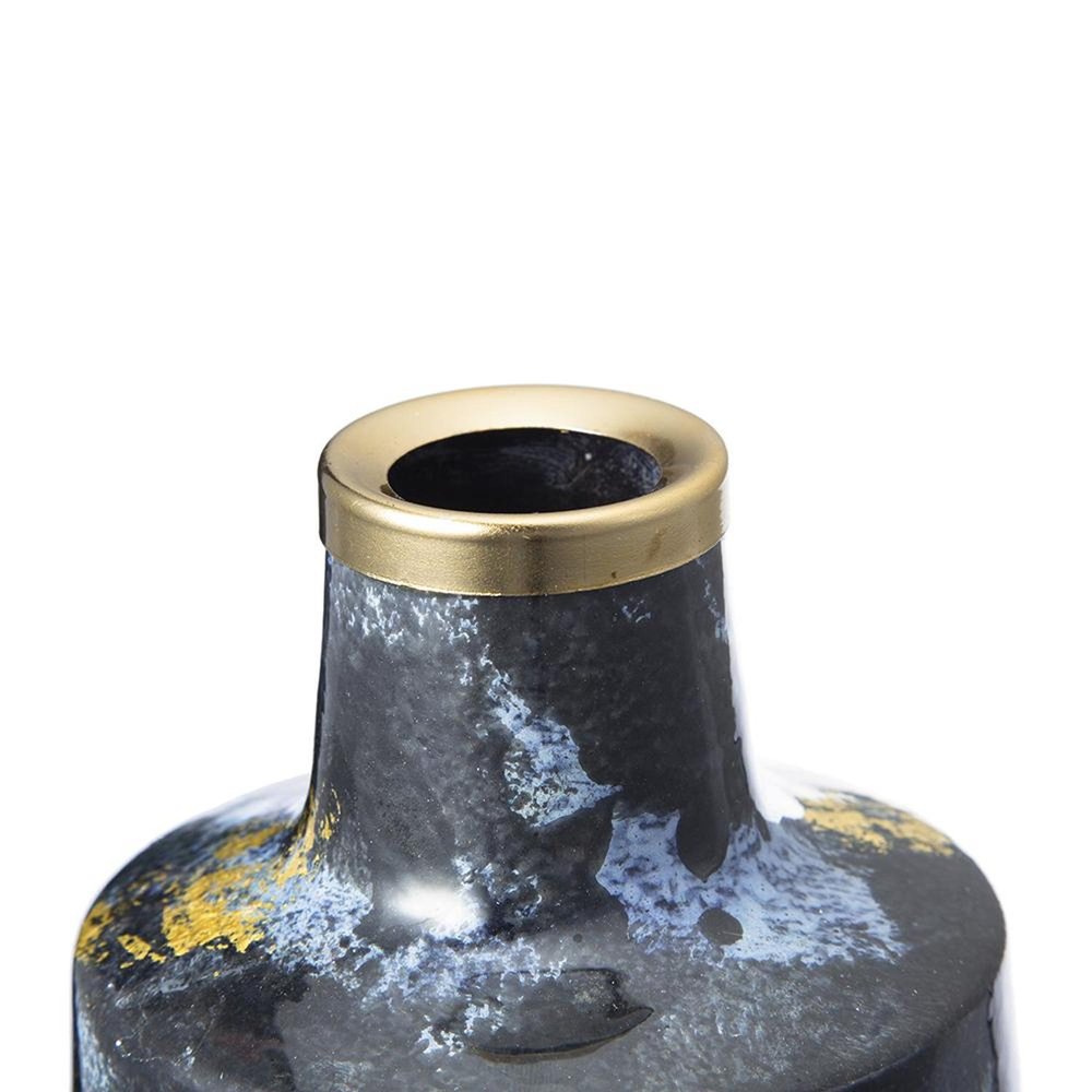 14" Blue And Gold Abstract Bud Glass Table Vase HomeRoots
