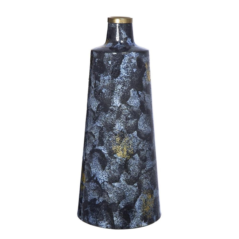 14" Blue And Gold Abstract Bud Glass Table Vase HomeRoots