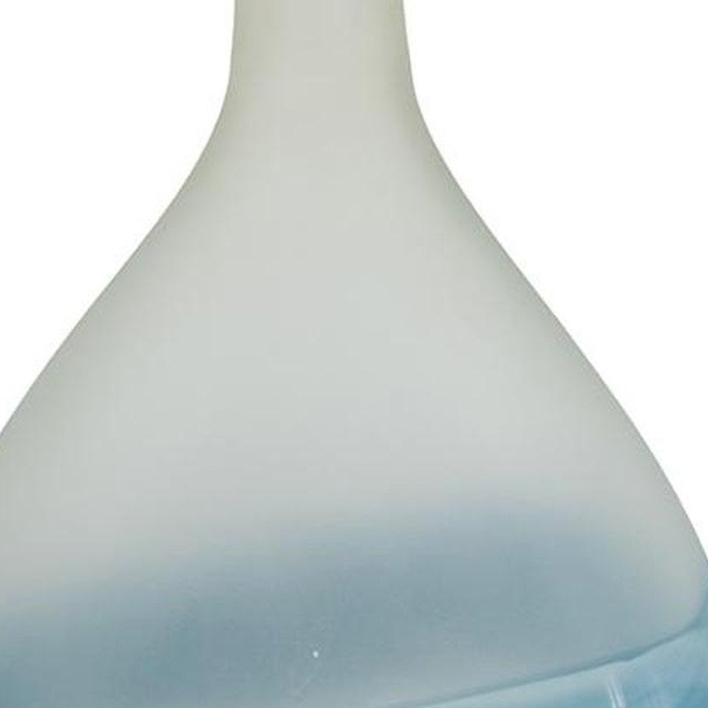 16" White And Blue Swirl Art Glass Table Vase HomeRoots