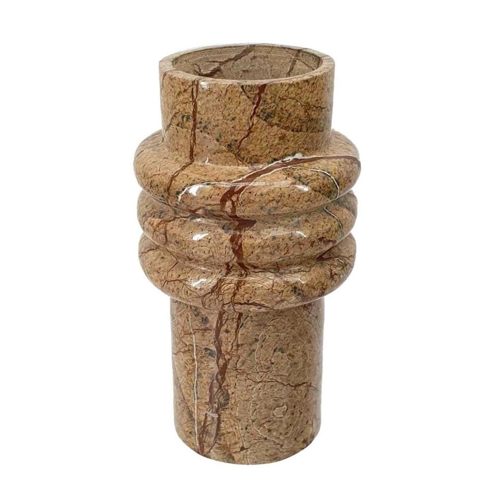 8" Brown Genuine Marble Ridged Table Vase HomeRoots