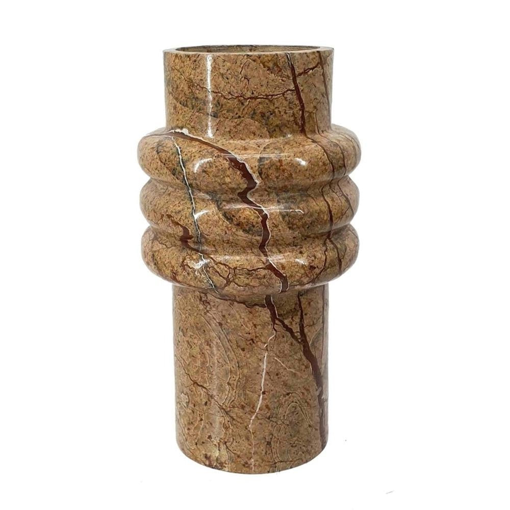 8" Brown Genuine Marble Ridged Table Vase HomeRoots