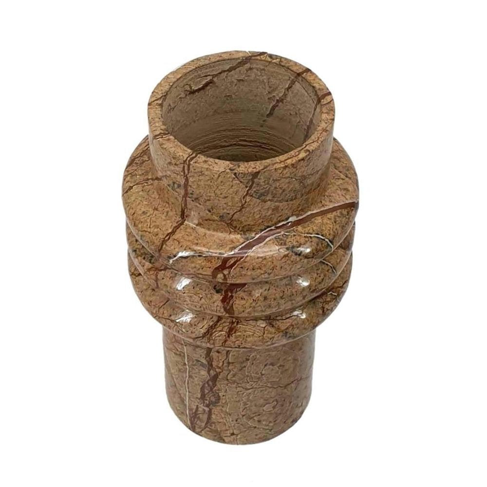 8" Brown Genuine Marble Ridged Table Vase HomeRoots