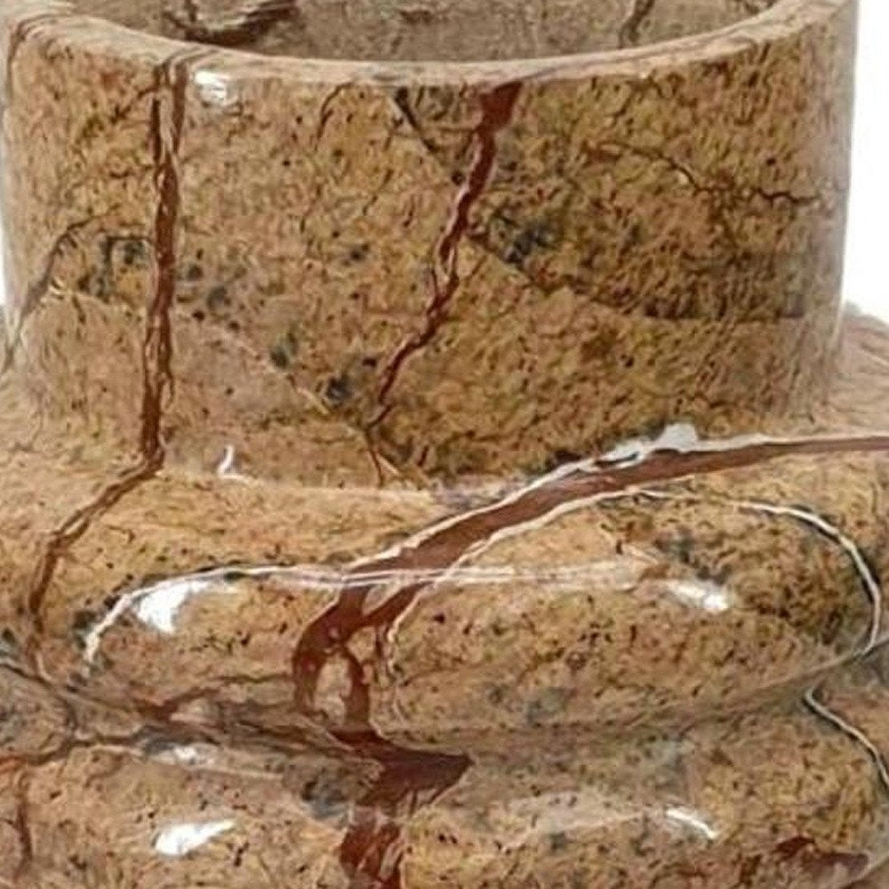 8" Brown Genuine Marble Ridged Table Vase HomeRoots