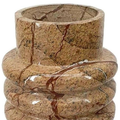 8" Brown Genuine Marble Ridged Table Vase HomeRoots