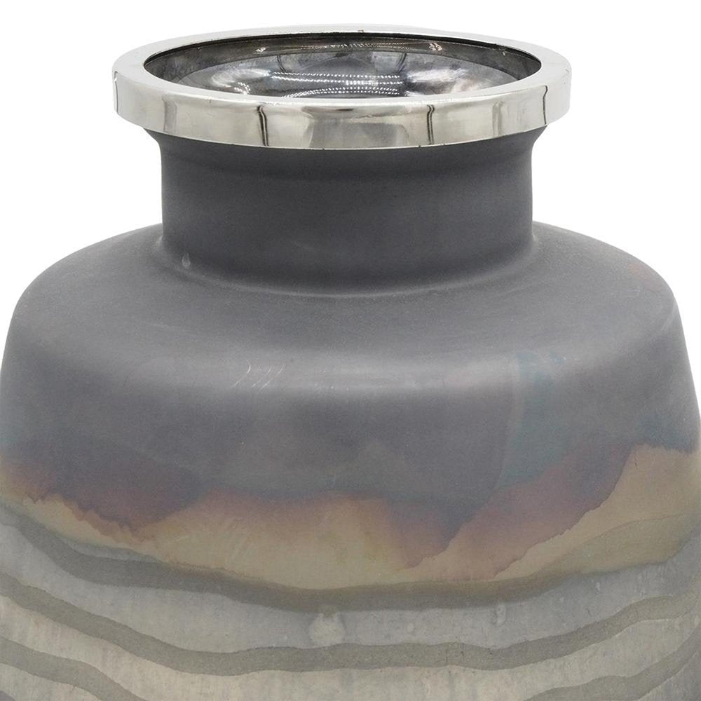 Set of Two Black And Gray Abstract Glass Round Table Vases HomeRoots