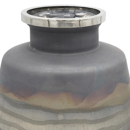 Set of Two Black And Gray Abstract Glass Round Table Vases HomeRoots