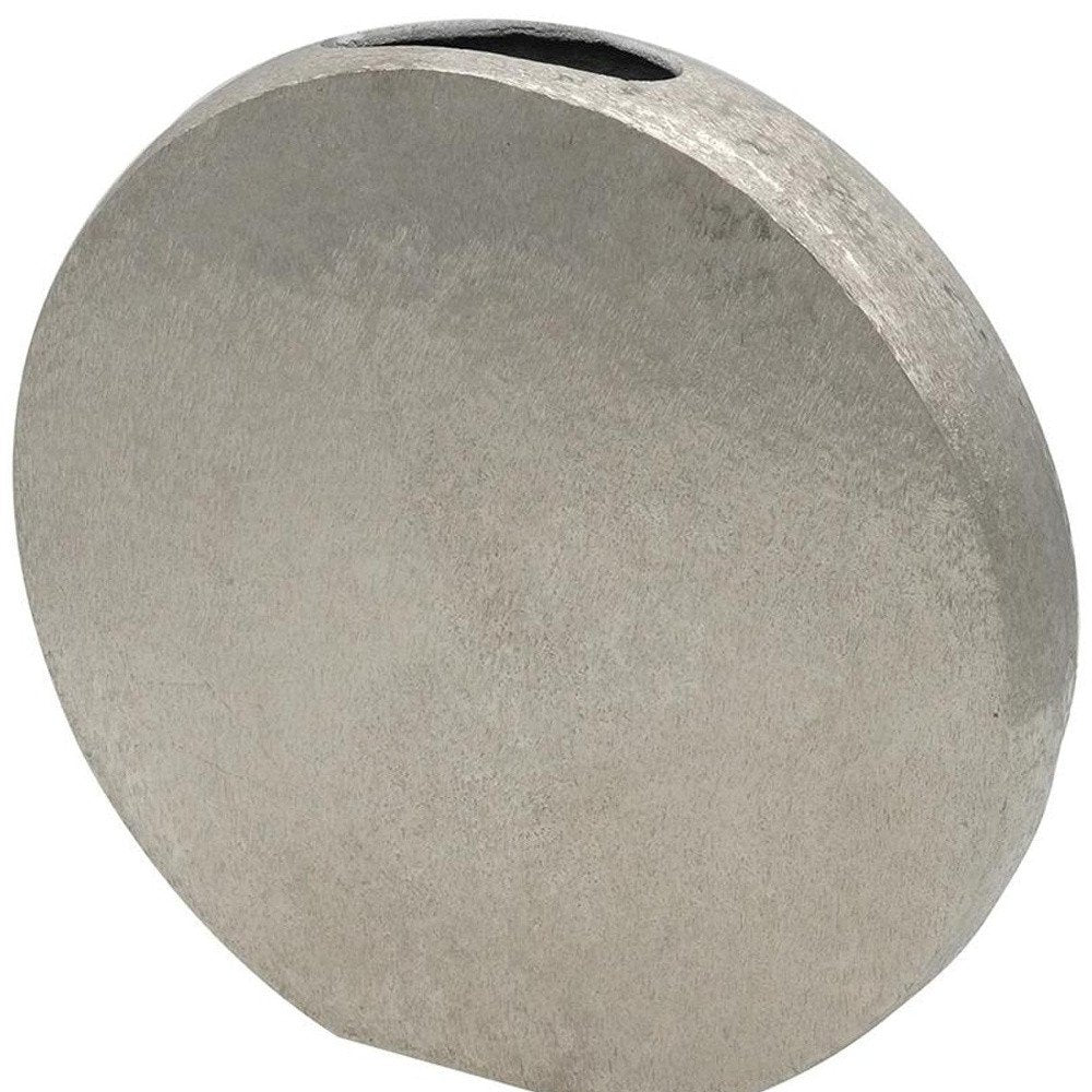 15" Silver Aluminum Round Disc Table Vase HomeRoots