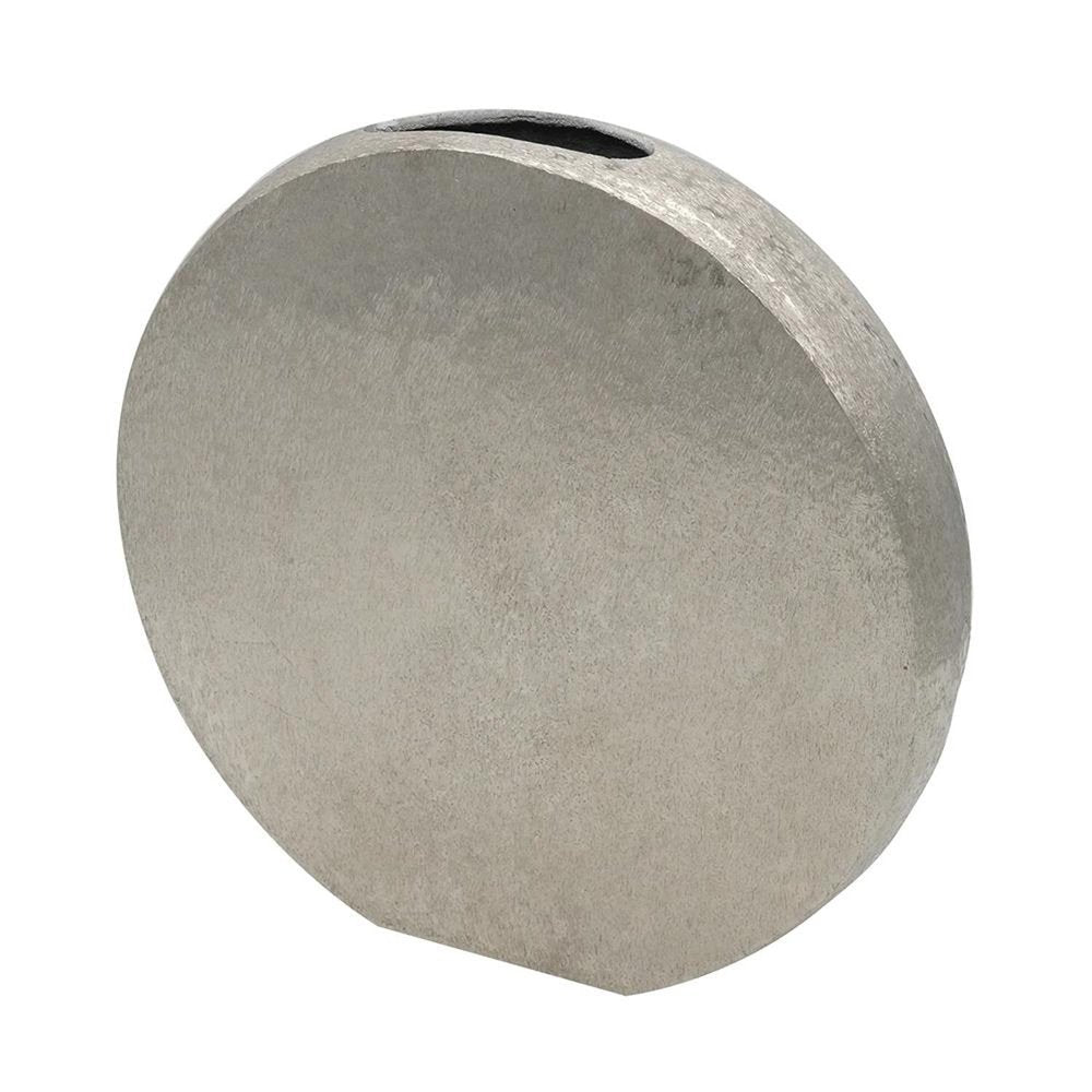 15" Silver Aluminum Round Disc Table Vase HomeRoots
