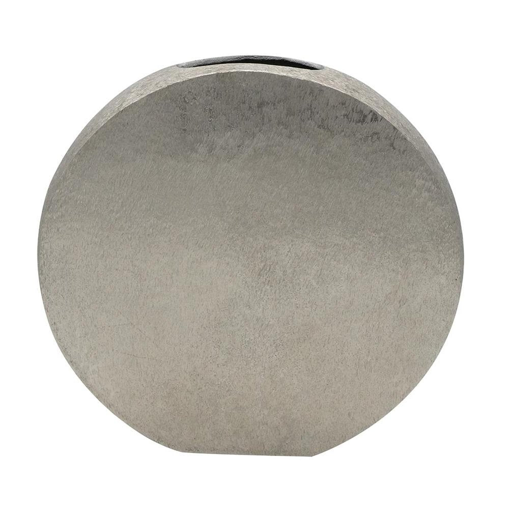 15" Silver Aluminum Round Disc Table Vase HomeRoots