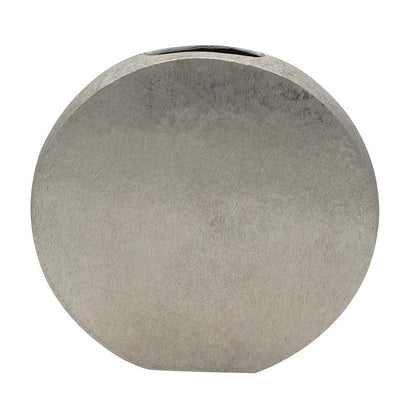 15" Silver Aluminum Round Disc Table Vase HomeRoots