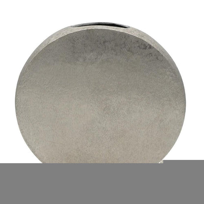 15" Silver Aluminum Round Disc Table Vase HomeRoots