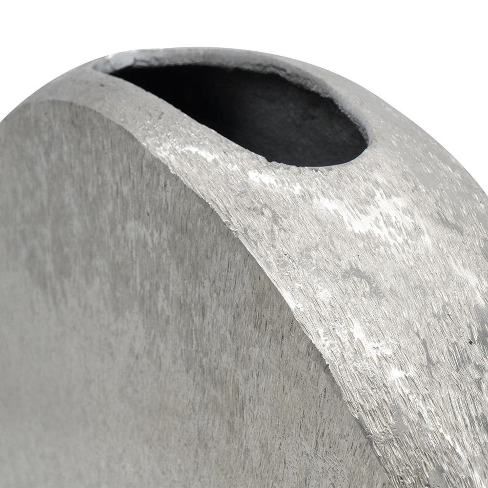 15" Silver Aluminum Round Disc Table Vase HomeRoots