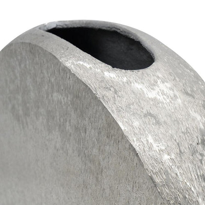 15" Silver Aluminum Round Disc Table Vase HomeRoots