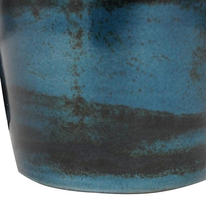Set of Two Black And Blue Abstract Glass Cylinder Floor Vases HomeRoots