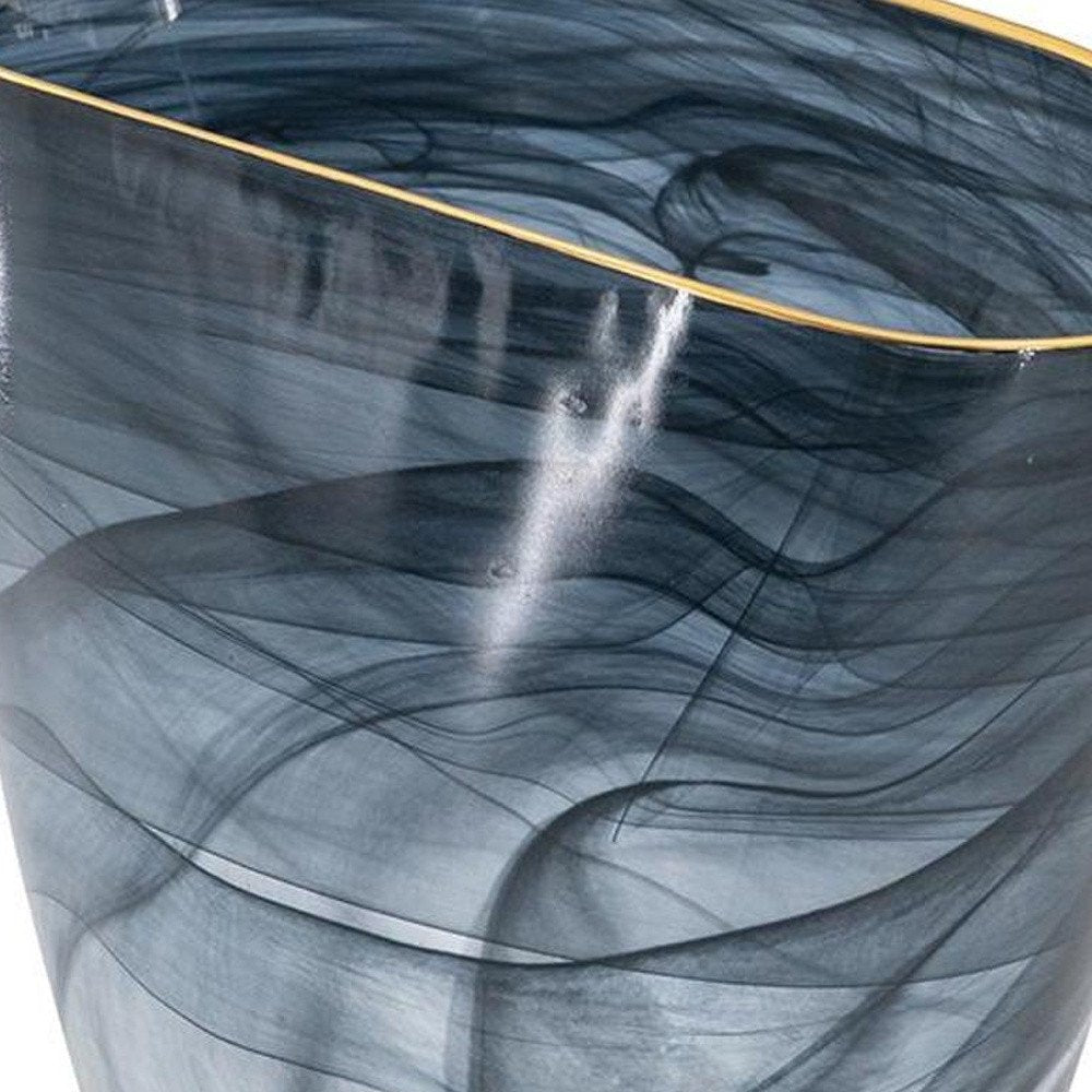 9" Charcoal Abstract Swirl Art Glass Table Vase HomeRoots