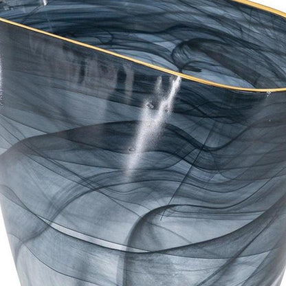 9" Charcoal Abstract Swirl Art Glass Table Vase HomeRoots