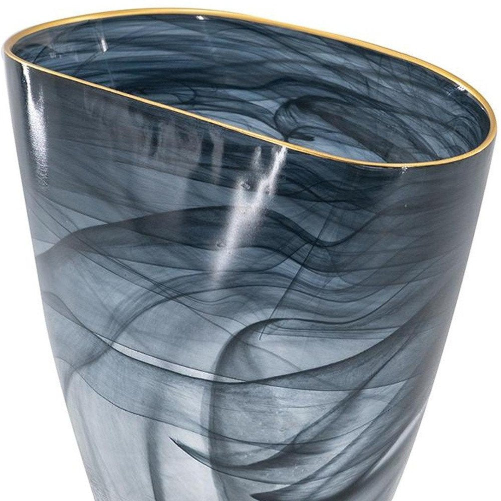 9" Charcoal Abstract Swirl Art Glass Table Vase HomeRoots