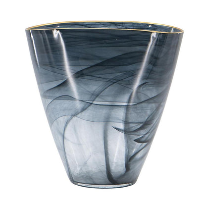 9" Charcoal Abstract Swirl Art Glass Table Vase HomeRoots