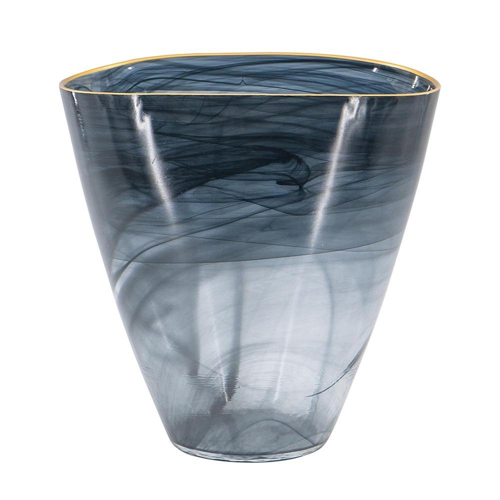 9" Charcoal Abstract Swirl Art Glass Table Vase HomeRoots