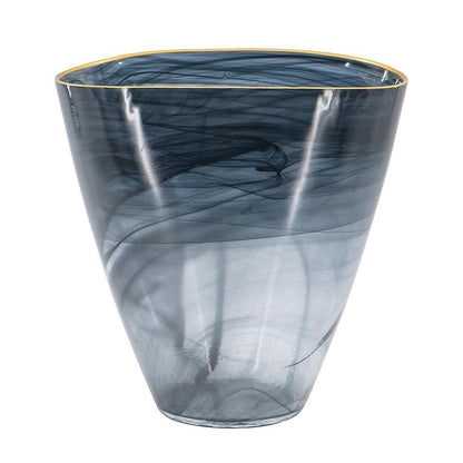 9" Charcoal Abstract Swirl Art Glass Table Vase HomeRoots