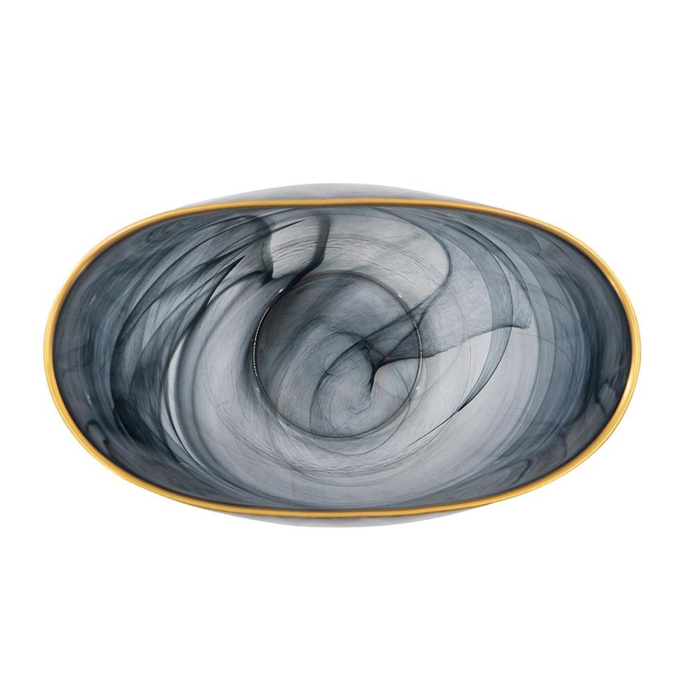 9" Charcoal Abstract Swirl Art Glass Table Vase HomeRoots