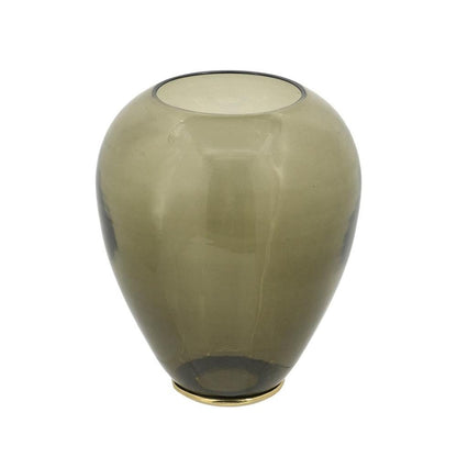 14" Dark Green And Gold Glass And Metal Round Ginger Jar HomeRoots