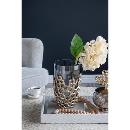 11" Black And Gold Glass And Aluminum Geo Circles Table Vase HomeRoots