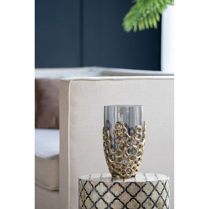 11" Black And Gold Glass And Aluminum Geo Circles Table Vase HomeRoots