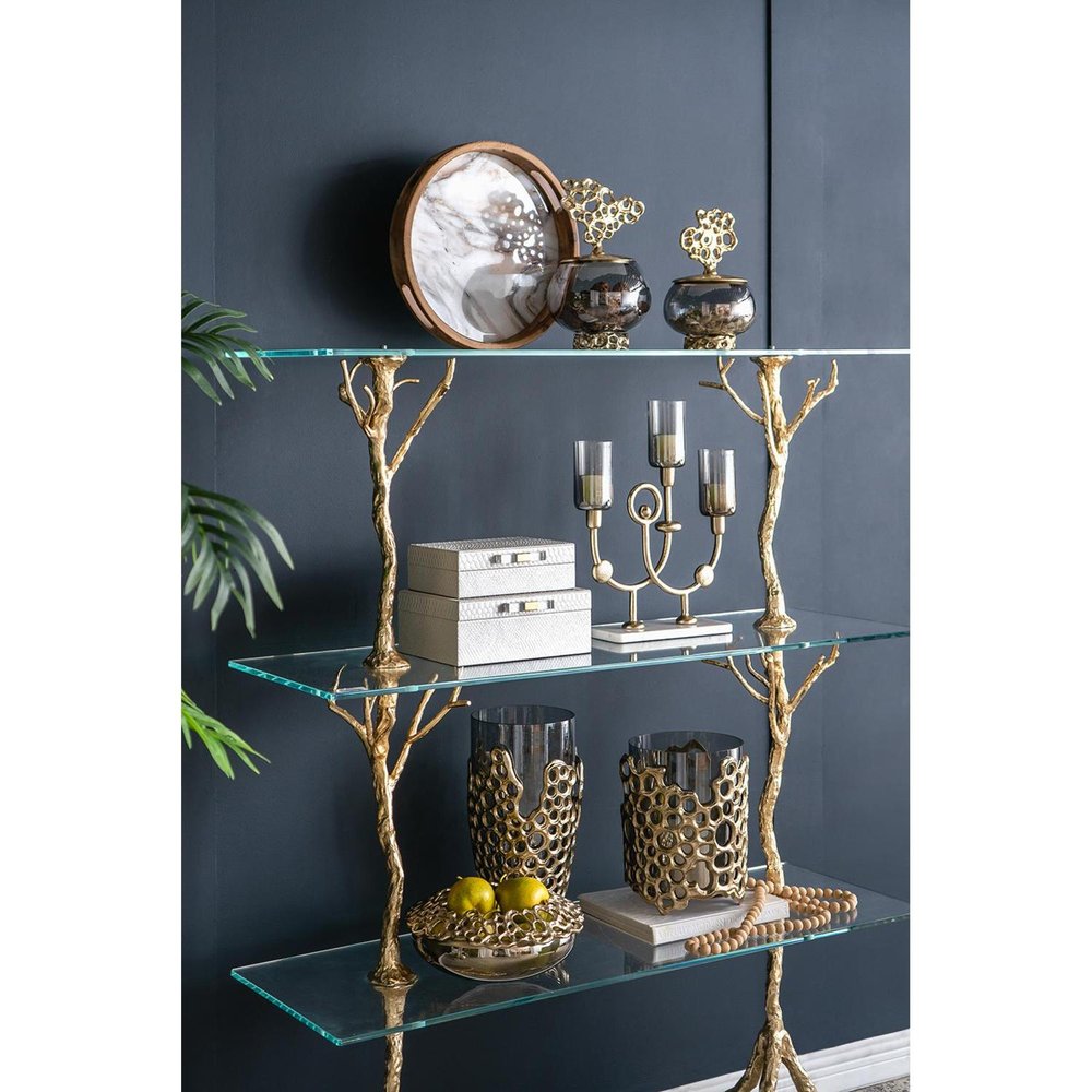 15" Black And Gold Aluminum And Glass Cylinder Table Vase HomeRoots