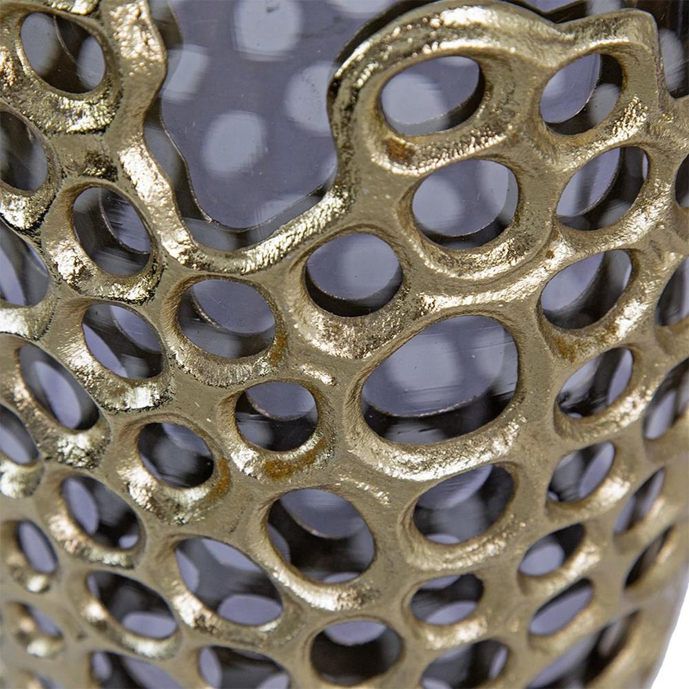 15" Black And Gold Aluminum And Glass Cylinder Table Vase HomeRoots