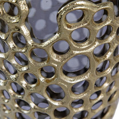 15" Black And Gold Aluminum And Glass Cylinder Table Vase HomeRoots