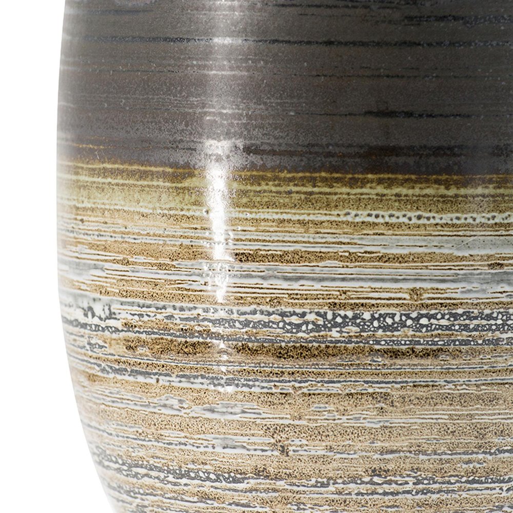 11" Brown And Bronze Striped Ceramic Round Table Vase HomeRoots