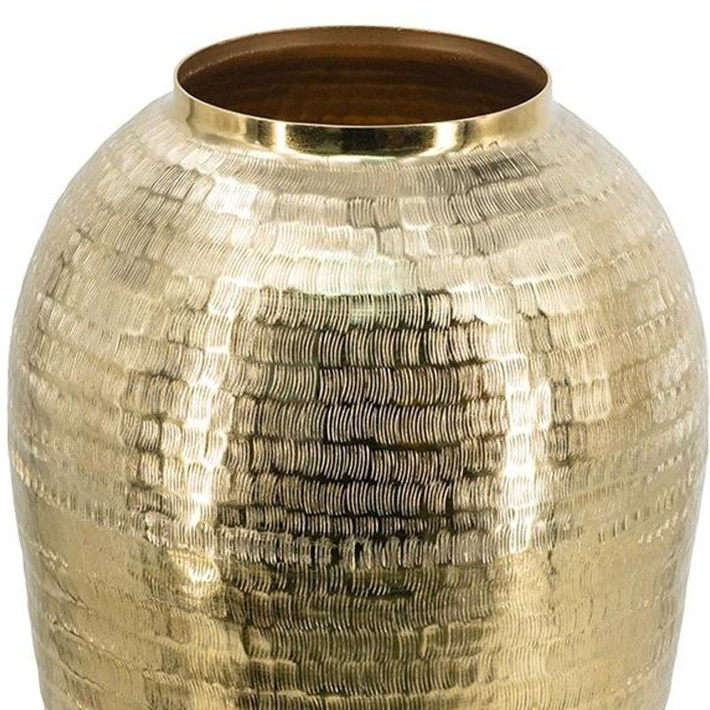 17" Gold Hammered Aluminum Urn Table Vase HomeRoots