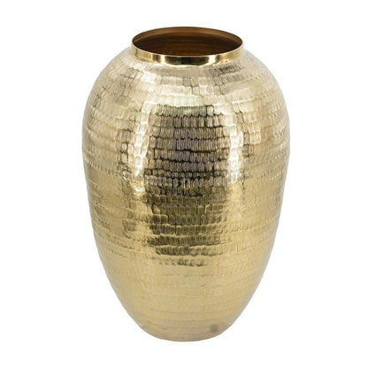 17" Gold Hammered Aluminum Urn Table Vase HomeRoots