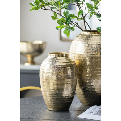 17" Gold Hammered Aluminum Urn Table Vase HomeRoots