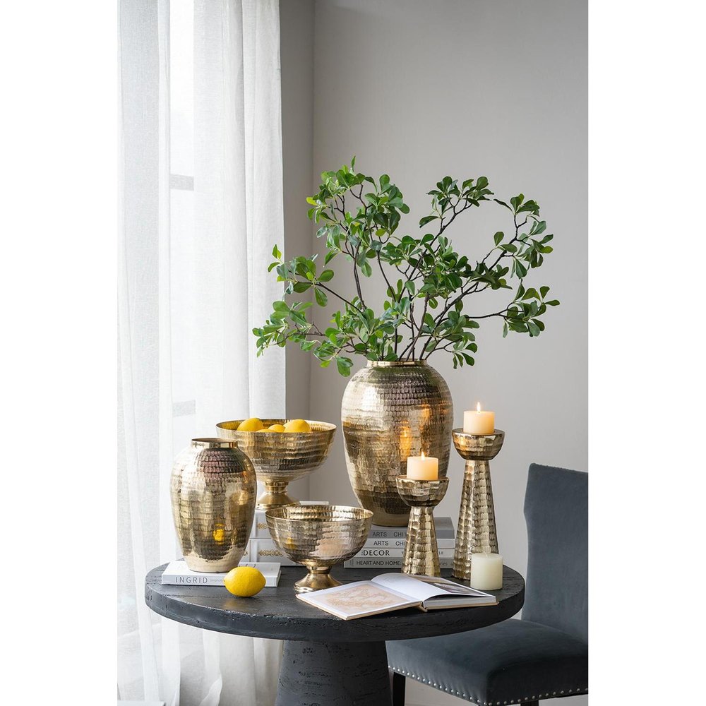 17" Gold Hammered Aluminum Urn Table Vase HomeRoots