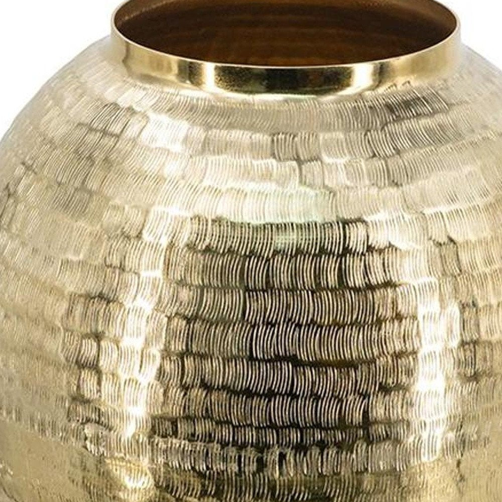 17" Gold Hammered Aluminum Urn Table Vase HomeRoots