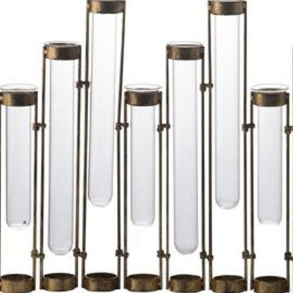 14" Bronze And Clear Glass And Metal Cylinder Table Vase HomeRoots