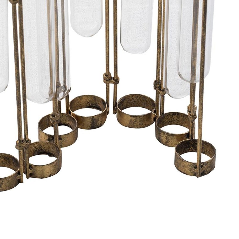 14" Bronze And Clear Glass And Metal Cylinder Table Vase HomeRoots