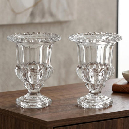 Set of Two Clear Glass Urn Table Vases HomeRoots
