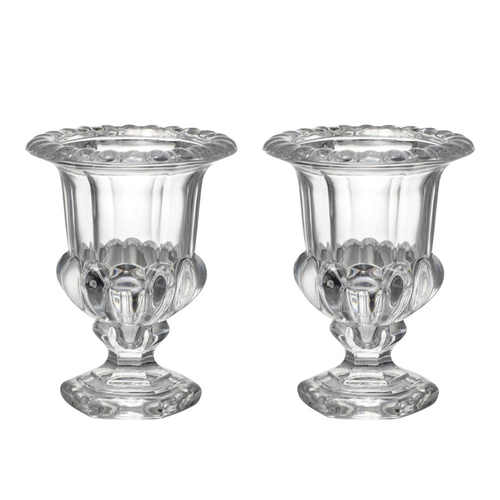 Set of Two Clear Glass Urn Table Vases HomeRoots