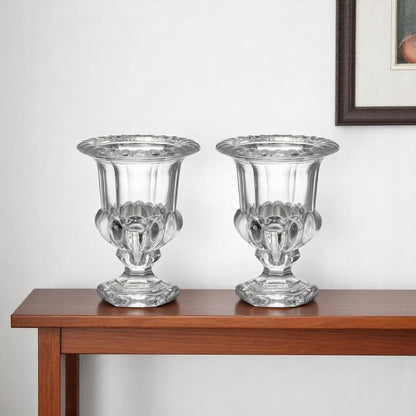 Set of Two Clear Glass Urn Table Vases HomeRoots